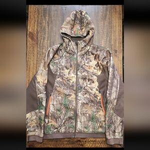 Under Armour Camo Zip Up Insulated Hunting Jacket With Hood Mens Size XL  -Used-
